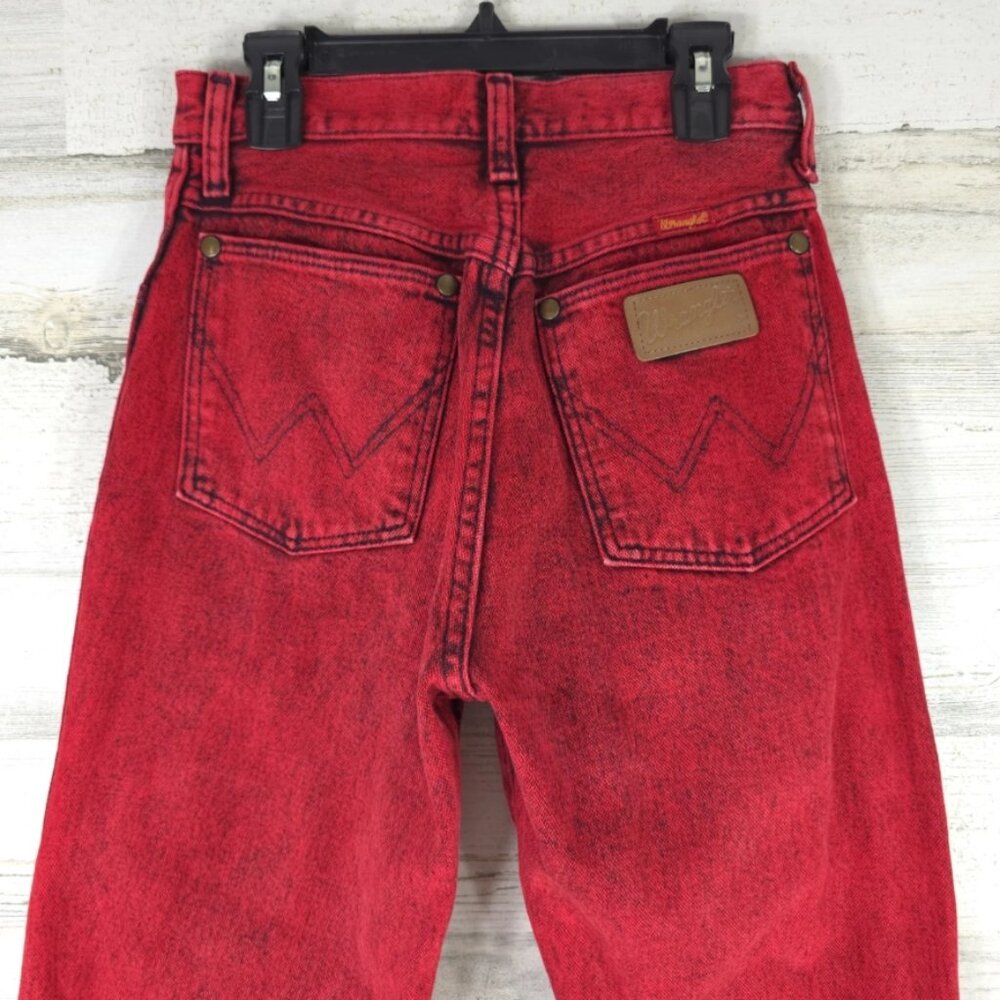 VINTAGE WRANGLER WOMEN'S SIZE 3 COWBOY CUT SLIM FIT RED DENIM JEANS INSEAM 32 in - Picture 6 of 16